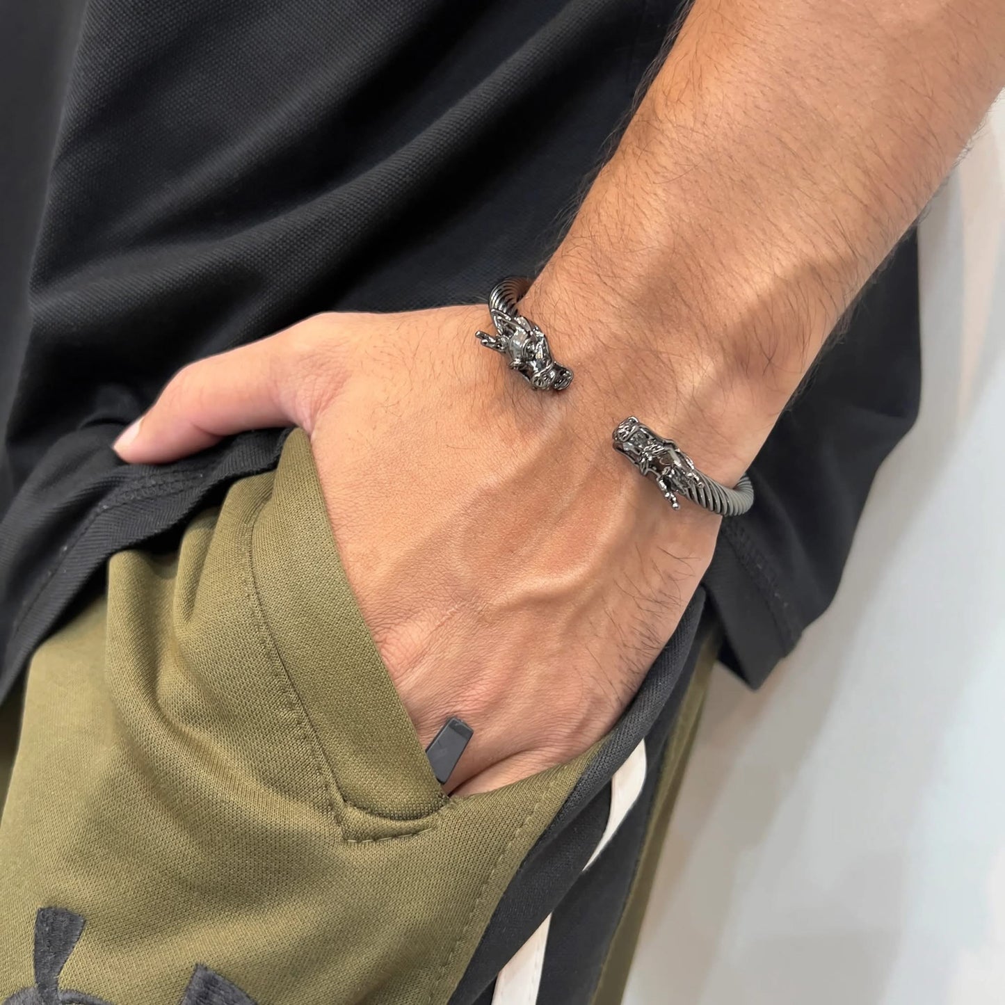 Twisted Stainless Steel Dragon Head Bracelet