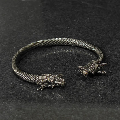 Twisted Stainless Steel Dragon Head Bracelet