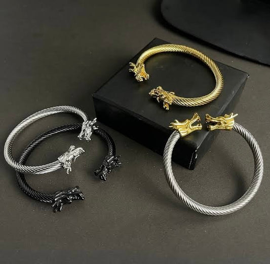 Twisted Stainless Steel Dragon Head Bracelet