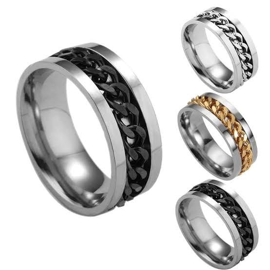 Titanium Steel Chain Inlay Ring