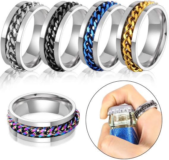 Titanium Steel Chain Inlay Ring