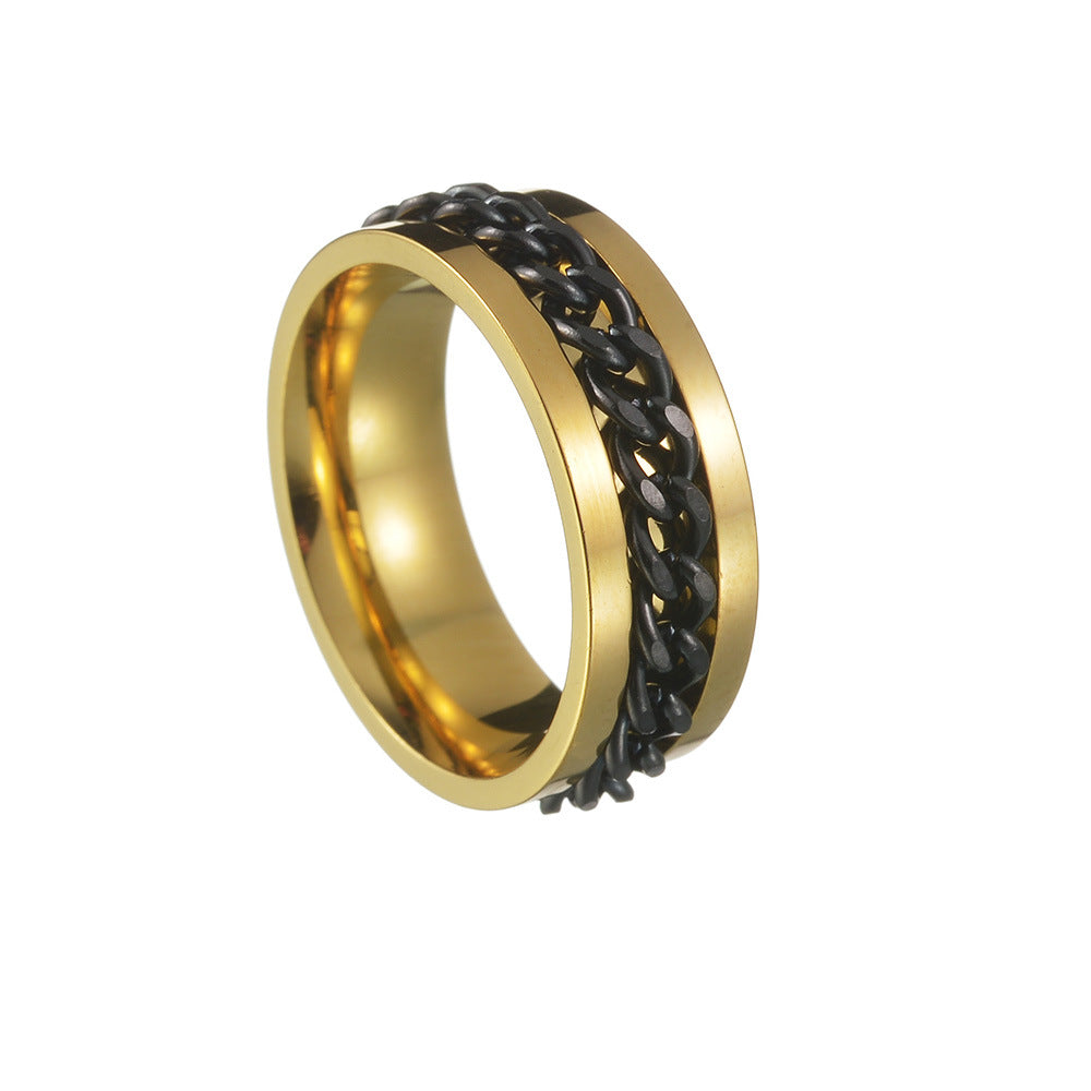 Titanium Steel Chain Inlay Ring