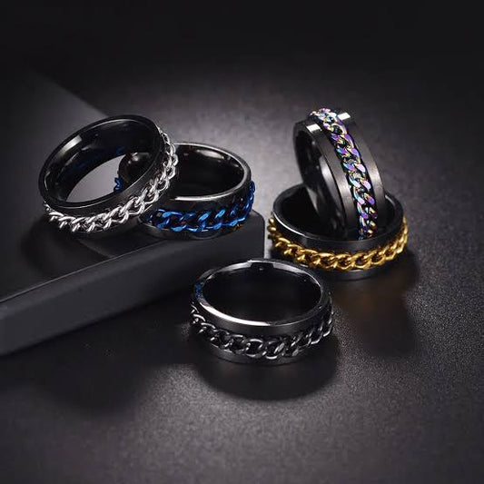 Titanium Steel Chain Inlay Ring