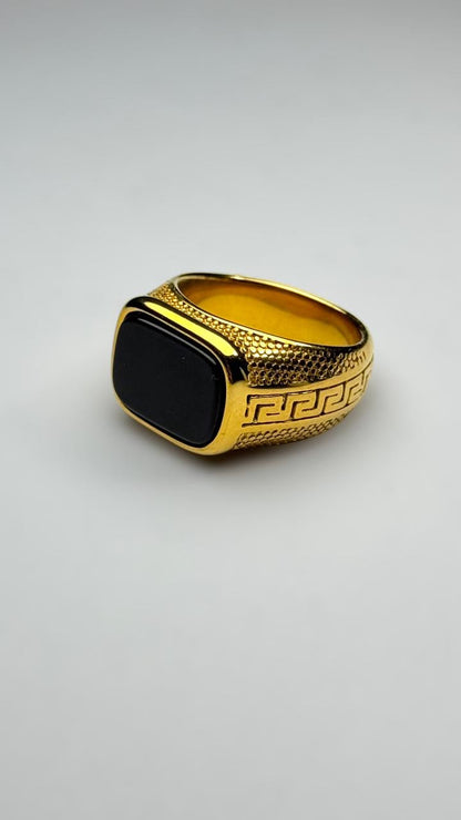 Lustrous Silver Ring with Black Onyx
