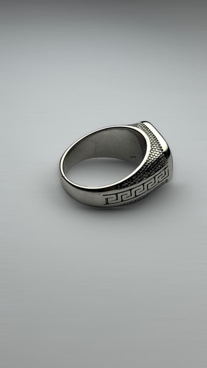 Lustrous Silver Ring with Black Onyx