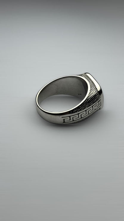 Lustrous Silver Ring with Black Onyx