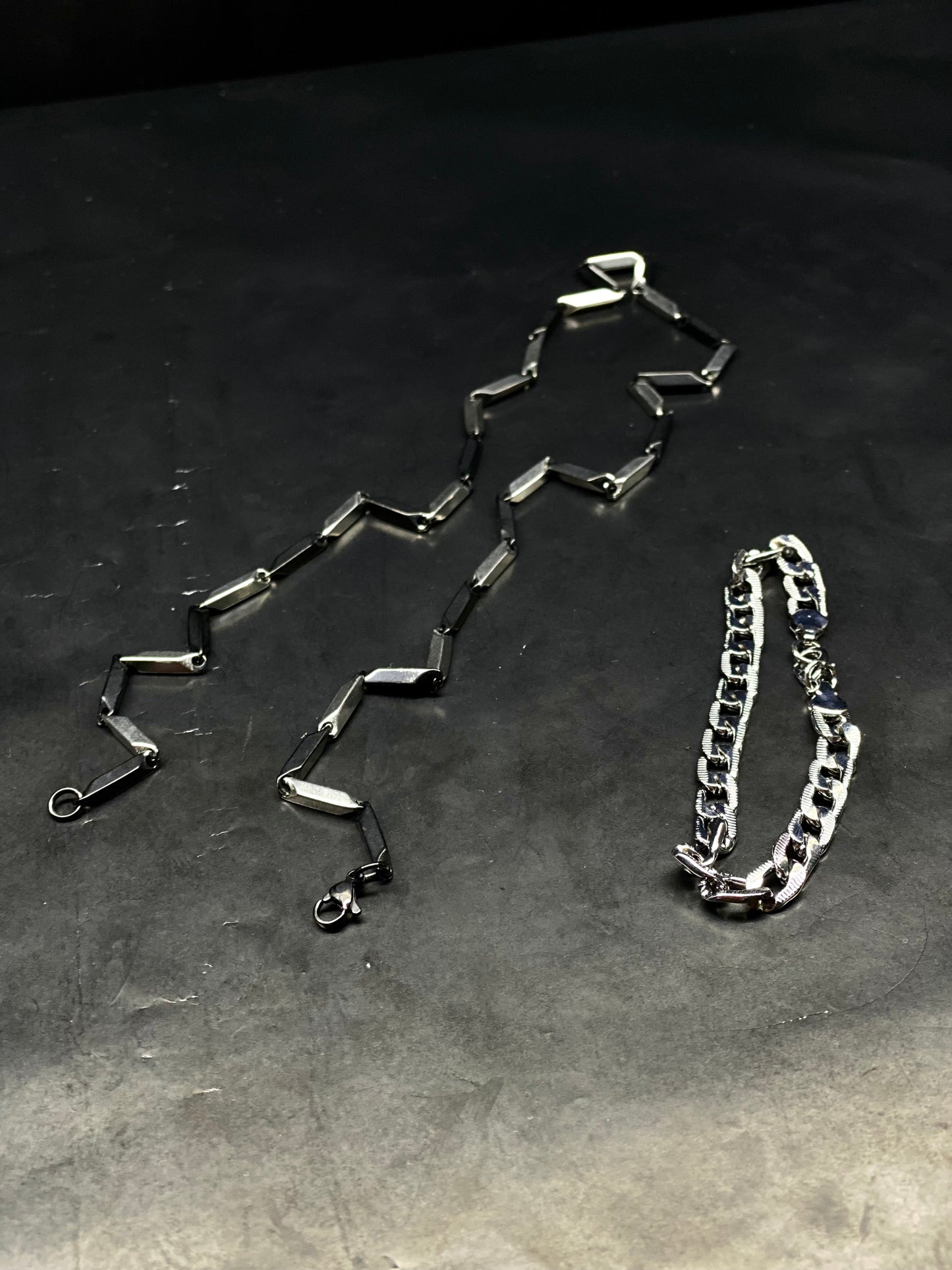 Black And Silver Neck Chain With Wrist Silver Chain